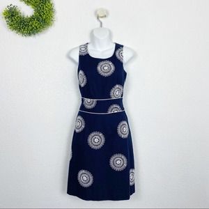 Boden Navy Blue Floral Starburst Embroidered Dress 4R